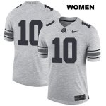 Women's NCAA Ohio State Buckeyes Daniel Vanatsky #10 College Stitched No Name Authentic Nike Gray Football Jersey RT20C30BQ